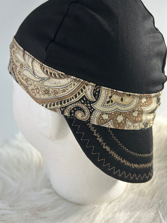 Welding Cap/Black w/Beige paisley band/Welder,Boilermaker/Womenwelder