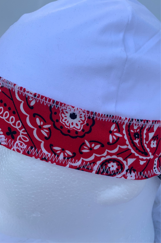 Welding Cap/White w/Red bandana band/Welder,Boilermaker/Womenwelder